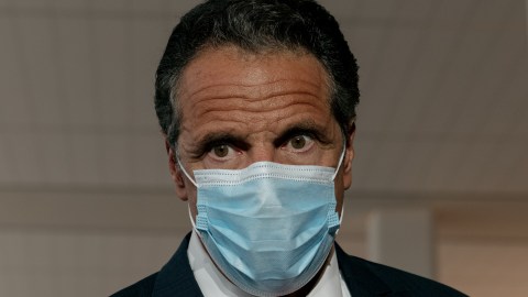 NEW YORK, NY - JUNE 10: New York Governor Andrew Cuomo speaks at a press conference held in LaGuardia Airport's new Terminal B on June 10, 2020 in New York City. Citing LaGuardia Airport's old age and criticisms comparing it to a "third-world country," Cuomo praised the airport's drastic remodeling, a mutli-year, multi-billion-dollar construction project. (Photo by Scott Heins/Getty Images)