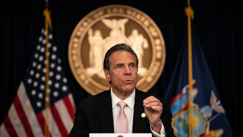 NEW YORK, NY - JUNE 12: New York Gov. Andrew Cuomo speaks during the daily media briefing at the Office of the Governor of the State of New York on June 12, 2020 in New York City. Gov. Andrew Cuomo signed the "Say Their Name" reform legislation, an agenda that calls for better policing standards in New York State in the wake of recent protests and in response to George Floyd's death. (Photo by Jeenah Moon/Getty Images)