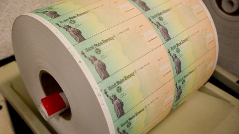 PHILADELPHIA - MAY 8: Economic stimulus checks are prepared for printing at the Philadelphia Financial Center May 8, 2008 in Philadelphia, Pennsylvania. One hundred and thirty million households are eligible to receive a tax rebate check under the $168 billion economic stimulus plan. (Photo by Jeff Fusco/Getty Images)