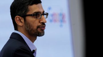 Google CEO Sundar Pichai speaks during a conference in Brussels on January 20, 2020. (Photo by Kenzo TRIBOUILLARD / AFP) (Photo by KENZO TRIBOUILLARD/AFP via Getty Images)