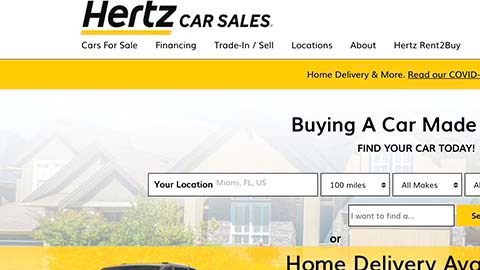 Página de venta de autos usados de Hertz.