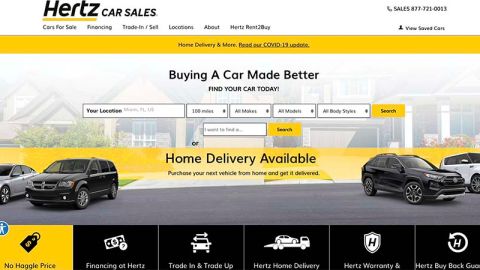 Página de venta de autos usados de Hertz.