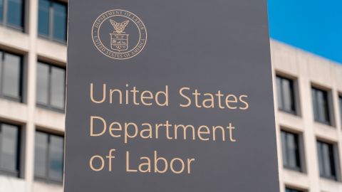 The US Department of Labor Building on March 26, 2020, in Washington, DC. - The economic shutdown caused by the coronavirus pandemic sparked an explosion of Americans filing for unemployment benefits, surging to 3.3 million last week -- the highest number ever recorded, the Labor Department reported March 26. The US Senate approved overnight a $2.2 trillion economic rescue package that includes an unprecedented expansion in unemployment benefits to try to cushion the blow until the pandemic is under control. (Photo by Alex Edelman / AFP) (Photo by ALEX EDELMAN/AFP via Getty Images)