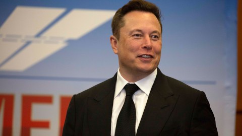 CAPE CANAVERAL, FL - MAY 27: Elon Musk, founder and CEO of SpaceX, participates in a press conference at the Kennedy Space Center on May 27, 2020 in Cape Canaveral, Florida. NASA astronauts Bob Behnken and Doug Hurley were scheduled to be the first people since the end of the Space Shuttle program in 2011 to be launched into space from the United States, but the launch was postponed due to bad weather. (Photo by Saul Martinez/Getty Images)