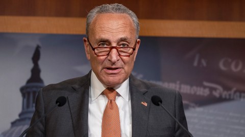 WASHINGTON, DC - JULY 21: Senate Minority Leader Chuck Schumer (D-NY) speaks at a press conference on Capitol Hill on July 21, 2020 in Washington, DC. Schumer is urging his colleagues to band together to reject a coronavirus relief bill currently being worked on by Republicans. (Photo by Tasos Katopodis/Getty Images)