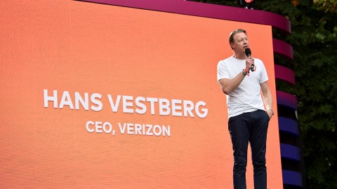 NEW YORK, NEW YORK - SEPTEMBER 28: Verizon CEO Hans Vestberg speaks onstage during the 2019 Global Citizen Festival: Power The Movement in Central Park on September 28, 2019 in New York City. (Photo by Theo Wargo/Getty Images for Global Citizen)