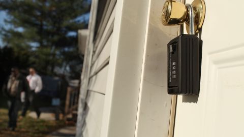 ANSONIA, CT - NOVEMBER 21: The front door with a lock is seen in a foreclosed house November 21, 2010 in Ansonia, Connecticut. The home was one of numerous foreclosed homes on a bus tour organized by realtor Frank Hoinsky. Hoinsky has given over five  tours which last for approximately three hours and stop at foreclosed homes in the lower Naugatuck Valley in Connecticut. As the American economy continues to struggle, housing prices are at an all-time low. Currently an estimated 1.65 million homes are in the foreclosure process in America and the Federal Reserve has announced that it expects about 4.25 million more foreclosure filings through 2012.  (Photo by Spencer Platt/Getty Images)