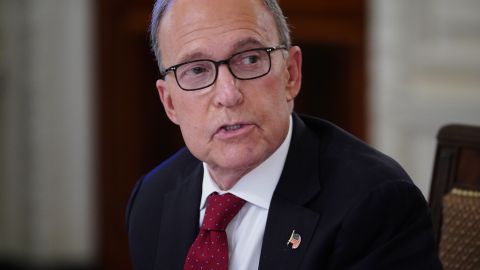 Assistant to the President and Director of the National Economic Counsel Larry Kudlow takes part in a roundtable discussion with US President Donald Trump and industry executives on reopening the country, in the State Dining Room of the White House in Washington, DC on May 29, 2020. (Photo by MANDEL NGAN / AFP) (Photo by AFP via Getty Images)