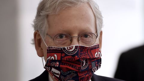 US Senate Majority Leader Mitch McConnell, heads into a Republican policy lunch on Capitol Hill in Washington on July 21, 2020. (Photo by Olivier DOULIERY / AFP) (Photo by OLIVIER DOULIERY/AFP via Getty Images)