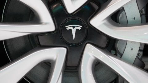Illustration shows Tesla logo during the opening day of the 97th edition of the Brussels Motor Show, at Brussels Expo, on Friday 18 January 2019, in Brussels. BELGA PHOTO DIRK WAEM (Photo credit should read DIRK WAEM/AFP via Getty Images)