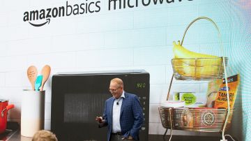 SEATTLE, WA - SEPTEMBER 20: Dave Limp, Senior Vice President of Amazon Devices, intoduces the "amazonbasics microwave," which can be controlled by an Alexa, at the Amazon Spheres, on September 20, 2018 in Seattle Washington. Amazon launched more than 70 Alexa-enable products during the event. (Photo by Stephen Brashear/Getty Images)