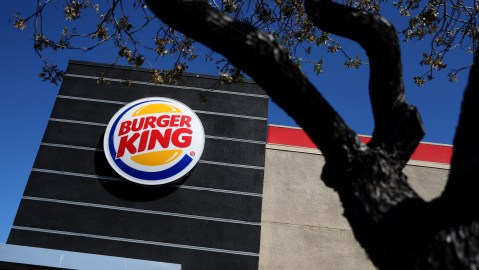 SAN RAFAEL, CALIFORNIA - MARCH 18: The Burger King logo is displayed on the exterior of a Burger King restaurant on March 18, 2019 in San Rafael, California. Burger King has announced that it plans to offer a BK Café coffee subscription program that will cost $5 a month for a daily cup of coffee. The program will be available in the United States with the exception of Hawaii and Alaska. (Photo by Justin Sullivan/Getty Images)