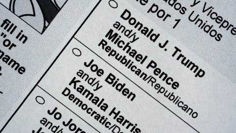 BERLIN, GERMANY - SEPTEMBER 21: Current U.S. Republican President Donald Trump and his main contender, Democratic presidential candidate Joe Biden, are among the choices on a U.S. presidential election mail-in ballot received by a U.S. citizen living abroad on September 21, 2020 in Berlin, Germany. Thousands of U.S. citizens living abroad received their mail-in ballots via e-mail over the weekend. (Photo by Sean Gallup/Getty Images)