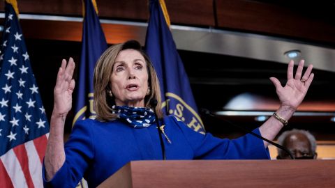 WASHINGTON, DC - JULY 24: U.S. Speaker of the House Rep. Nancy Pelosi (D-CA) speaks during a news conference on July 24, 2020 in Washington, DC. House Democrats urge House Republicans to extend unemployment benefits that was passed as part of the CARES Act which is due to expire on July 31, 2020. (Photo by Michael A. McCoy/Getty Images)