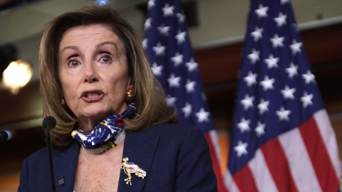 WASHINGTON, DC - SEPTEMBER 10: U.S. Speaker of the House Rep. Nancy Pelosi (D-CA) speaks during a news conference September 10, 2020 on Capitol Hill in Washington, DC. Speaker Pelosi held a weekly news conference to answer questions from members of the press. (Photo by Alex Wong/Getty Images)