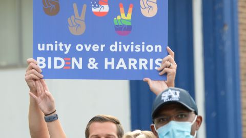 RALEIGH, NC - SEPTEMBER 28: Supporters of Democratic vice presidential nominee, Sen. Kamala Harris (D-CA) line the streets on September 28, 2020 in Raleigh, North Carolina. Harris's campaign swing to the state comes a day before the first presidential debate between running mate Joe Biden and President Donald Trump. (Photo by Sara D. Davis/Getty Images)