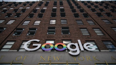 NEW YORK, NY - JUNE 3: The Google logo adorns the outside of their NYC office Google Building 8510 at 85 10th Ave on June 3, 2019 in New York City. Shares of Google parent company Alphabet were down over six percent on Monday, following news reports that the U.S. Department of Justice is preparing to launch an anti-trust investigation aimed at Google. (Photo by Drew Angerer/Getty Images)