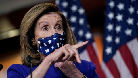 WASHINGTON, DC - OCTOBER 09: Speaker of the House Nancy Pelosi (D-CA) speaks during a news conference at the U.S. Capitol on October 9, 2020 in Washington, DC. Pelosi and House Democrats plan to introduce legislation based on the 25th Amendment that would create a Commission on Presidential Capacity that would review a president's fitness for office. (Photo by Drew Angerer/Getty Images)
