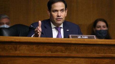 WASHINGTON, DC - AUGUST 04: Senate Foreign Relations Committee member Sen. Marco Rubio (R-FL) questions witnesses during a hearing about Venezuela in the Dirksen Senate Office Building on Capitol Hill August 04, 2020 in Washington, DC. Senators questioned State Department Special Representative for Venezuela Elliot Abrams and Hodges about the United States' continued support for interim president of Venezuela Juan Guaido, who said he and his coalition will not participate in the country's December parliamentary elections. (Photo by Chip Somodevilla/Getty Images)