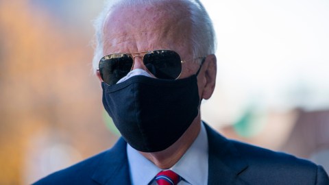 WILMINGTON, DE - NOVEMBER 23: President-elect Joe Biden speaks to reporters as he arrives at the Queen Theatre to meet virtually with the United States Conference of Mayors on November 23, 2020 in Wilmington, Delaware. As President-elect Biden waits to be approved for official national security briefings, the names of top members of his national security team are being announced to the public. Calls continue for President Trump to concede the election and let the transition proceed without further delay. (Photo by Mark Makela/Getty Images)