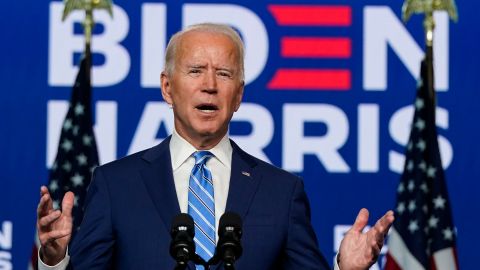 WILMINGTON, DE - NOVEMBER 04: Democratic presidential nominee Joe Biden speaks one day after Americans voted in the presidential election, on November 04, 2020 in Wilmington, Delaware. Biden spoke as votes are still being counted in his tight race against incumbent U.S. President Donald Trump which remains too close to call. (Photo by Drew Angerer/Getty Images)