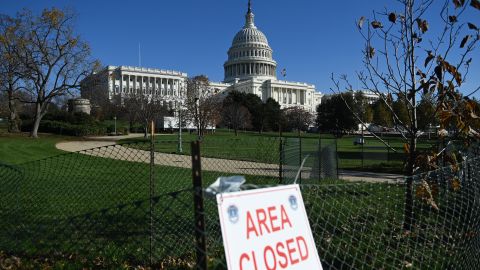 The presidential inaugural platform is under construction in front of the US Capitol as part of the West Front lawn is closed to the public November 9, 2020 on Capitol Hill in Washington, DC. - President Donald Trump was still refusing to concede his election loss November 9, 2020, but Democrat Joe Biden plowed ahead anyway with the first meeting of a parallel coronavirus task force, initiating an awkward and potentially volatile transition period. (Photo by Brendan SMIALOWSKI / AFP) (Photo by BRENDAN SMIALOWSKI/AFP via Getty Images)