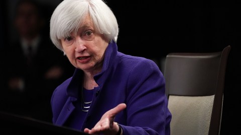 WASHINGTON, DC - DECEMBER 13: Federal Reserve Chair Janet Yellen speaks during her last news conference in office December 13, 2017 in Washington, DC. Yellen announced that the Federal Reserve is raising the interest rates by a quarter point to 1.5%. (Photo by Alex Wong/Getty Images)