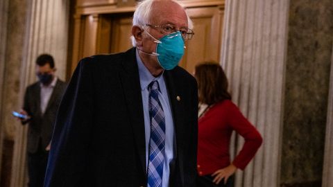 WASHINGTON, DC - DECEMBER 20: Sen. Bernie Sanders (I-VT) heads to the Senate floor at the US Capitol building on December 20, 2020 in Washington, DC. Republicans and Democrats in the Senate finally came to an agreement on the coronavirus relief bill and a vote is expected later today. (Photo by Samuel Corum/Getty Images)