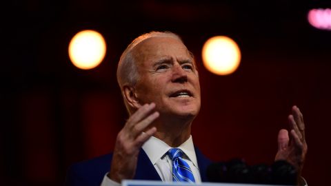 WILMINGTON, DE - NOVEMBER 25: President-elect Joe Biden delivers a Thanksgiving address at the Queen Theatre on November 25, 2020 in Wilmington, Delaware. As Biden waits to be approved for official national security briefings, the names of top members of his national security team were announced yesterday to the public. Calls continue for President Trump to concede the election and let the transition proceed without further delay. (Photo by Mark Makela/Getty Images)