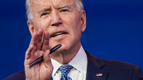 WILMINGTON, DE - DECEMBER 22: President-elect Joe Biden answers a reporter's question prior to the holiday at the Queen theatre on December 22, 2020 in Wilmington, Delaware. Biden spoke ahead of the Christmas holiday and called the $900 billion coronavirus aid bill passed by Congress on Monday a start, insisting on more economic relief after the inauguration. (Photo by Joshua Roberts/Getty Images)