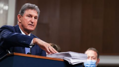 WASHINGTON, DC - DECEMBER 14: Sen. Joe Manchin (D-WV) speaks alongside a bipartisan group of Democrat and Republican members of Congress as they announce a proposal for a Covid-19 relief bill on Capitol Hill on December 14, 2020 in Washington, DC. Lawmakers from both chambers released a $908 billion package Monday, split into two bills. (Photo by Tasos Katopodis/Getty Images)