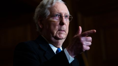 WASHINGTON, DC - DECEMBER 01: Senate Majority Leader Mitch McConnell (R-KY) talks with reporters following the weekly Republican Senate conference meeting in the Mansfield Room at the U.S. Capitol December 01, 2020 in Washington, DC. The Senate GOP leaders were asked about the chances of Congress passing another coronavirus relief bill along with must-pass government funding legislation. (Photo by Tom Williams-Pool/Getty Images)