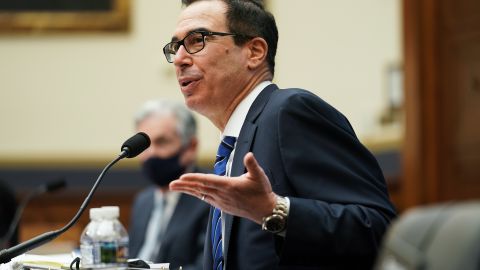 WASHINGTON, DC - DECEMBER 02: Treasury Secretary Steven Mnuchin answers a question during a House Financial Services Committee oversight hearing to discuss the Treasury Department's and Federal Reserve's response to the coronavirus (COVID-19) pandemic on December 02, 2020 in Washington, DC. Federal Reserve Chairman Jerome Powell is also scheduled to testify.