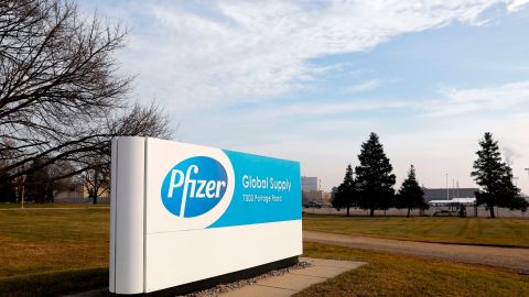 Pfizer's Global Supply facility in Kalamazoo, Michigan, on December 11, 2020. - The facility is producing Pfizer's Covid-19 vaccine. The US could soon launch an immunization campaign against the novel coronavirus after experts voted to recommend emergency approval for Pfizer-BioNTech's vaccine. The US could start injecting the first Americans by Monday, Secretary of Health and Human Services Alex Azar said Friday. (Photo by JEFF KOWALSKY / AFP) (Photo by JEFF KOWALSKY/AFP via Getty Images)