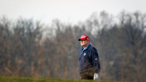 STERLING, VA - DECEMBER 13: U.S. President Donald Trump golfs at Trump National Golf Club on December 13, 2020 in Sterling, Virginia. (Photo by Al Drago/Getty Images)
