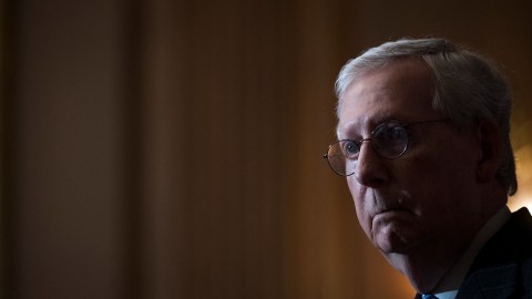 WASHINGTON, DC - DECEMBER 15: Senate Majority Leader Mitch McConnell (R-KY) answers questions from reporters during a news conference following the weekly meeting with the Senate Republican caucus at the U.S. Capitol on December 15, 2020 in Washington, DC. Earlier today McConnell said the Electoral College has spoken and congratulated US President-elect Joe Biden on his victory. (Photo by Rod Lamkey-Pool/Getty Images)