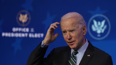 WILMINGTON, DELAWARE - JANUARY 16: U.S. President-elect Joe Biden speaks during an announcement January 16, 2021 at the Queen theater in Wilmington, Delaware. President-elect Joe Biden has announced key members of his incoming White House science team. (Photo by Alex Wong/Getty Images)