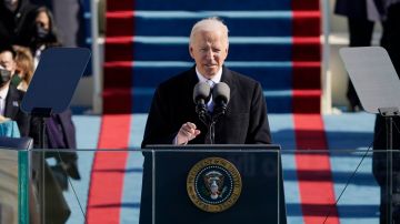 WASHINGTON, DC - JANUARY 20: U.S. President Joe Biden speaks during his on the West Front of the U.S. Capitol on January 20, 2021 in Washington, DC. During today's inauguration ceremony Joe Biden becomes the 46th president of the United States.