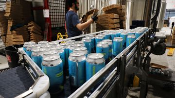 STRATFORD, CONNECTICUT - MARCH 20: Fresh cans of beer come off the production line at Athletic Brewing’s non-alcoholic brewery and production plant on March 20, 2019 in Stratford, Connecticut. The Stratford, Connecticut-based brewery only brews craft non-alcoholic beers and came about after co-founder Bill Shufelt quit drinking for a healthier lifestyle and felt there was a lack of high quality non-alcoholic beers being offered to American consumers. There is a full tap room offering stouts, IPA's and other seasonal beers at the Athletic Brewing on site tap room. (Photo by Spencer Platt/Getty Images)