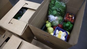 Las cajas de ayuda alimenticia cuentan con 20 libras de productos.