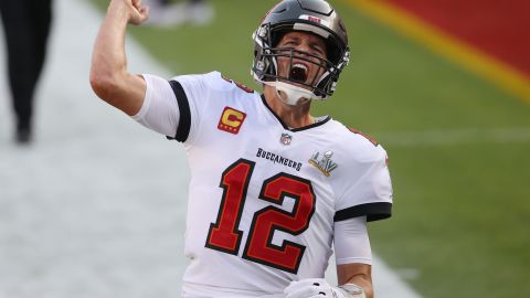 TAMPA, FLORIDA - FEBRUARY 07: Tom Brady #12 of the Tampa Bay Buccaneers shouts as he takes the field before Super Bowl LV against the Kansas City Chiefs at Raymond James Stadium on February 07, 2021 in Tampa, Florida. (Photo by Patrick Smith/Getty Images)