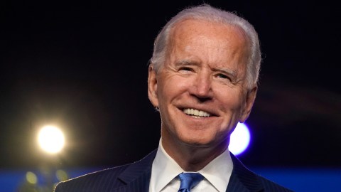 WILMINGTON, DELAWARE - NOVEMBER 06: Democratic presidential nominee Joe Biden addresses the nation at the Chase Center November 06, 2020 in Wilmington, Delaware. The winner of the 2020 presidential election has yet to be declared, as vote counting continues in the key states of Pennsylvania, Georgia, Nevada, Arizona, and North Carolina. (Photo by Drew Angerer/Getty Images)