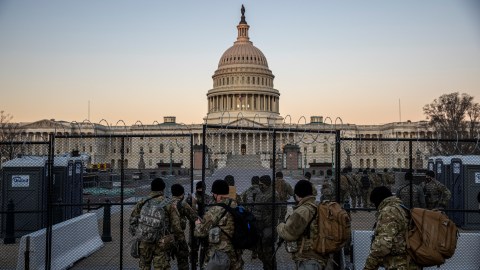 WASHINGTON, DC - FEBRUARY 08: The US Capital is seen as National Guard secure the the grounds on February 08, 2021 in Washington, DC. Trump faces a single article of impeachment that accuses him of incitement of insurrection on the Jan. 6 riot at the US Capitol, which left five people dead, including a Capitol Police officer. (Photo by Tasos Katopodis/Getty Images)