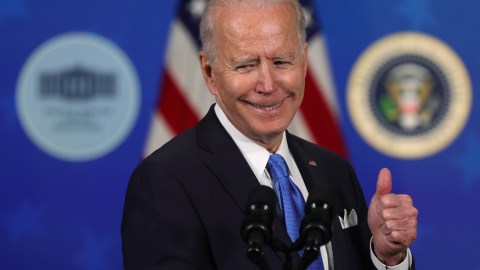 WASHINGTON, DC - MARCH 10: U.S. President Joe Biden speaks during an event with the CEOs of Johnson & Johnson and Merck at the South Court Auditorium of the Eisenhower Executive Office Building March 10, 2021 in Washington, DC. President Biden announced that the government will purchase 100 million more doses of the Johnson & Johnson COVID-19 vaccine. (Photo by Alex Wong/Getty Images)