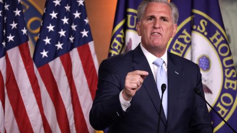 WASHINGTON, DC - JUNE 25:  U.S. House Minority Leader Rep. Kevin McCarthy (R-CA) speaks during his weekly news conference June 25, 2020 on Capitol Hill in Washington, DC. McCarthy discuss various topics including the police reform bill.  (Photo by Alex Wong/Getty Images)