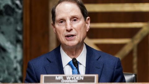 WASHINGTON, DC - FEBRUARY 23: Senate Finance Committee Chairman Ron Wyden (D-Ore.) during a nomination hearing for Deputy Treasury Secretary nominee Adewale Adeyemo on February 23, 2021 at Capitol Hill in Washington, D.C.  Adeyemo was previously a Deputy National Security Advisor in the Obama administration. (Photo by Greg Nash-Pool/Getty Images)