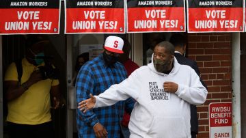 Rapper Michael "Killer Mike" Render prepares to speak before Senator Bernie Sanders (not pictured) in support of the unionization of Amazon.com, Inc. fulfillment center workers outside Retail, Wholesale and Department Store Union (RWDSU) office in Birmingham, Alabama on March 26, 2021. - Senator Bernie Sanders joined the drive March 26, 2021, to unionize Amazon workers in Alabama with the Retail, Wholesale and Department Store Union (RWDSU) in Birmingham, as clashes intensified between lawmakers and the e-commerce giant ahead of a deadline for a vote that could lead to the first union on US soil at the massive tech company. The visit marks the latest high-profile appearance in the contentious organizing effort for some 5,800 employees at Amazon's warehouse in Bessemer which culminates next week. (Photo by Patrick T. FALLON / AFP) (Photo by PATRICK T. FALLON/AFP via Getty Images)