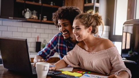 young couple planning a home budget