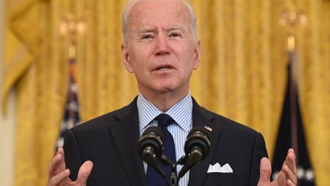 US President Joe Biden speaks about the April jobs report in the East Room of the White House in Washington, DC, on May 7, 2021. - The US economy gained just 266,000 jobs in April and the unemployment rate increased slightly to 6.1 percent, the Labor Department reported, defying expectations for massive rehiring as the Covid-19 pandemic ebbs. (Photo by SAUL LOEB / AFP) (Photo by SAUL LOEB/AFP via Getty Images)