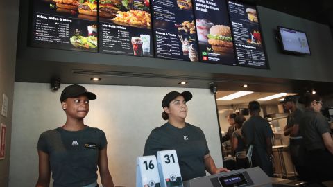 CHICAGO, IL - JUNE 04: Employees work the counter at a McDonald's restaurant located inside the company's new corporate headquarters on June 4, 2018 in Chicago, Illinois. McDonald's headquarters recently returned to the Chicago, which it left in 1971, from suburban Oak Brook. Approximately 2,000 people will work from the building. (Photo by Scott Olson/Getty Images)